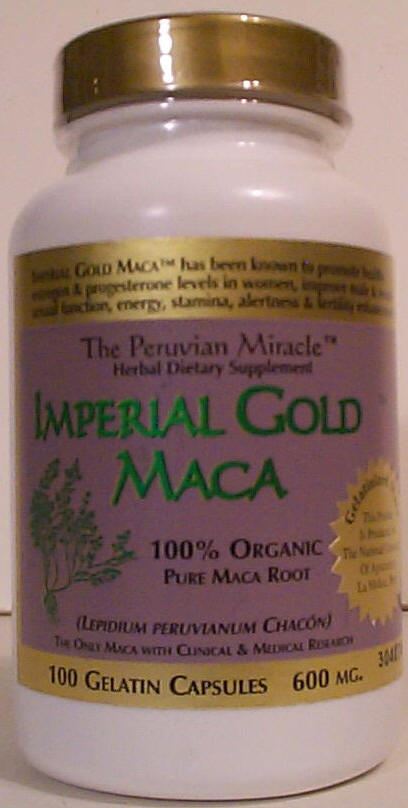 GELATINIZED Imperial Gold Maca™ Single Bottle of 100 Capsules Each 600mg  Premium Organic Grade  